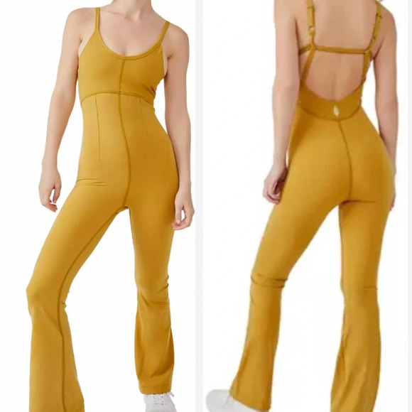 Free People Movement All Star Onesie Jumpsuit Alchemy Yellow Size Medium - Picture 1 of 9